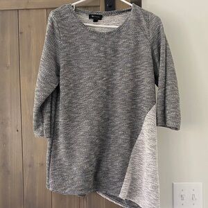 Eileen Fisher Heather Gray Knit Tunic with Light Gray Side Panel